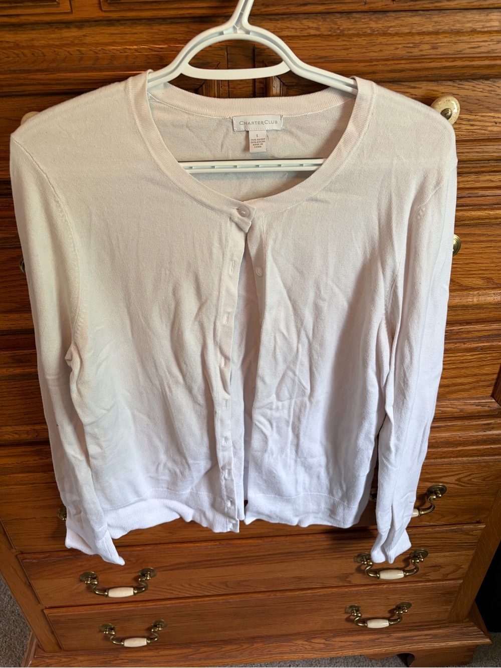 Charter Club Long Sleeve Button-Front Cardigan in Light Pink